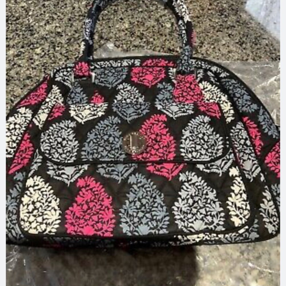 Vera Bradley Northern Lights pattern Turnlock Satchel EUC